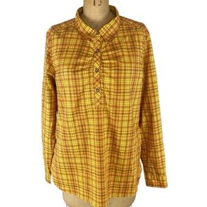 Cabela’s Red Bluff Plaid Partial Button Front Shirt Size XL
